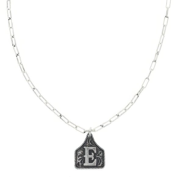 Western Initial Cattle Tag Necklace - Picture 1 of 5